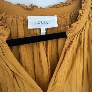 THE GREAT. Golden Ruffle Blouse